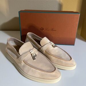 Loro Piana Summer Charms Loafer in color Strawberry Frosting, size 37.5 EU.